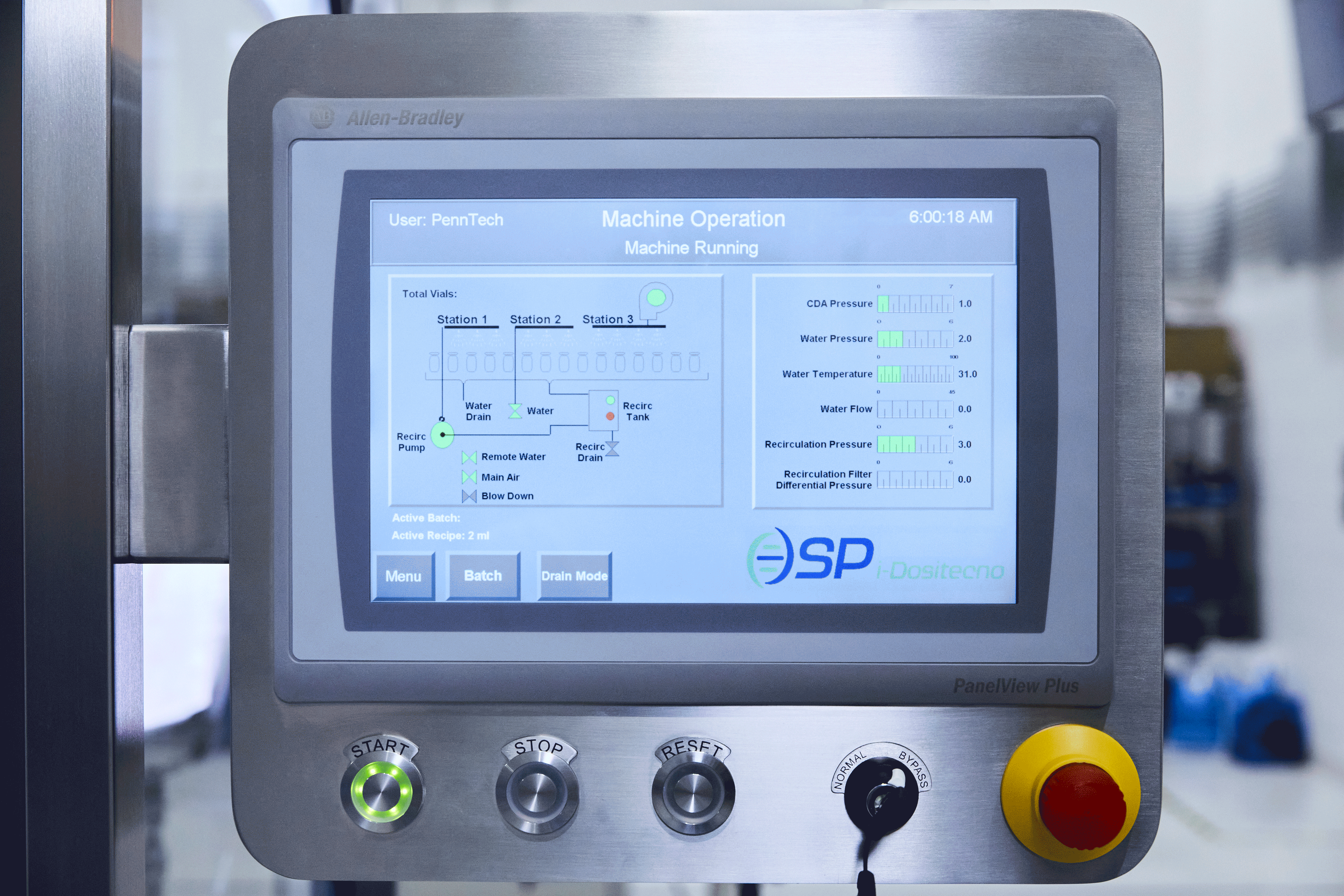 A touchscreen on laboratory equipment.